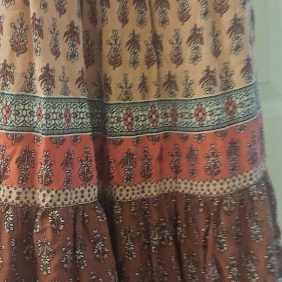 Knox Rose Multicolor tiered boho CottageCore sleeveless dress pockets maxi S - Picture 3 of 11